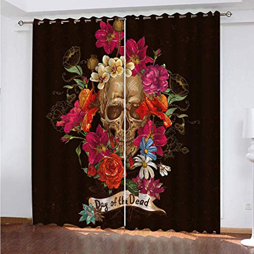 Vorhänge Schlafzimmer 3D Rote Blumen Totenköpfe Verdunkelung 200x200 cm Gardinen Blickdichte Ösen Thermo Vorhang, Mit Muster Für Fenster Wohnzimmer Vorhänge Schlafzimmer 3D Rote Blumen Totenköpfe Verdunkelung 200x200 cm Gardinen Blickdichte Ösen Thermo Vorhang, Mit Muster Für Fenster Wohnzimmer von MAYNUO