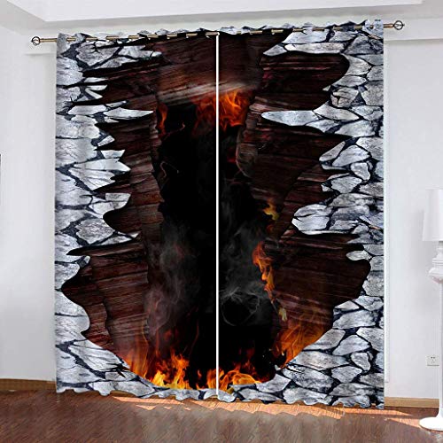 Vorhänge Schlafzimmer 3D Rote Flammen Drucke Verdunkelung 200x200 cm Gardinen Blickdichte Ösen Thermo Vorhang, Mit Muster Für Fenster Wohnzimmer von MAYNUO