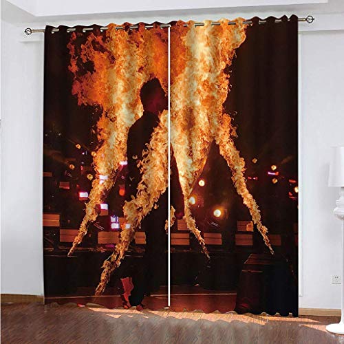 Vorhänge Schlafzimmer 3D Rote Flammen Figuren Verdunkelung 200x200 cm Gardinen Blickdichte Ösen Thermo Vorhang, Mit Muster Für Fenster Wohnzimmer von MAYNUO