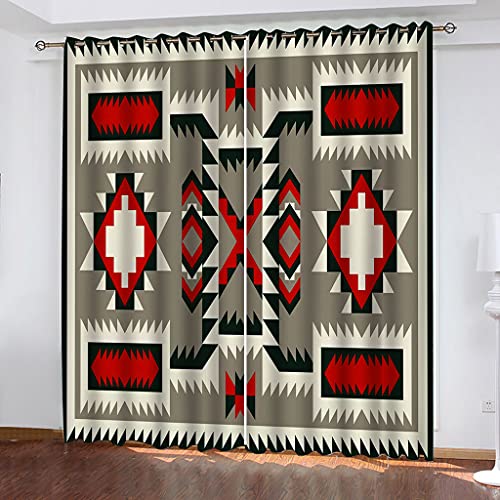 Vorhänge Schlafzimmer 3D Rote Geometrische Kreationen Verdunkelung 200x200 cm Gardinen Blickdichte Ösen Thermo Vorhang, Mit Muster Für Fenster Wohnzimmer von MAYNUO
