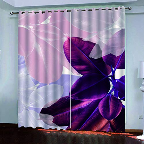 Vorhänge Schlafzimmer 3D Roter Blattdruck Verdunkelung 200x200 cm Gardinen Blickdichte Ösen Thermo Vorhang, Mit Muster Für Fenster Wohnzimmer von MAYNUO