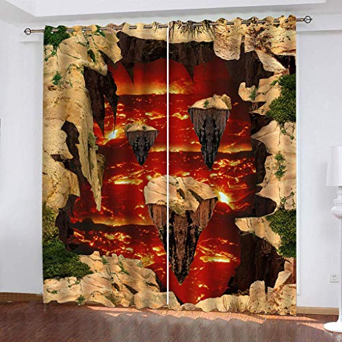 Vorhänge Schlafzimmer 3D Roter Magmadruck Verdunkelung 200x200 cm Gardinen Blickdichte Ösen Thermo Vorhang, Mit Muster Für Fenster Wohnzimmer Vorhänge Schlafzimmer 3D Roter Magmadruck Verdunkelung 200x200 cm Gardinen Blickdichte Ösen Thermo Vorhang, Mit Muster Für Fenster Wohnzimmer von MAYNUO