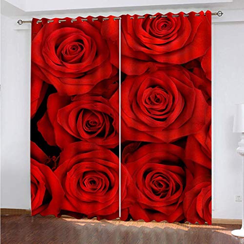 Vorhänge Schlafzimmer 3D Roter Rosendruck Verdunkelung 200x200 cm Gardinen Blickdichte Ösen Thermo Vorhang, Mit Muster Für Fenster Wohnzimmer Vorhänge Schlafzimmer 3D Roter Rosendruck Verdunkelung 200x200 cm Gardinen Blickdichte Ösen Thermo Vorhang, Mit Muster Für Fenster Wohnzimmer von MAYNUO