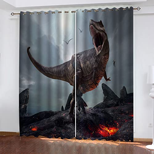 Vorhänge Schlafzimmer 3D Rotes Magma Und Dinosaurier Verdunkelung 200x200 cm Gardinen Blickdichte Ösen Thermo Vorhang, Mit Muster Für Fenster Wohnzimmer Vorhänge Schlafzimmer 3D Rotes Magma Und Dinosaurier Verdunkelung 200x200 cm Gardinen Blickdichte Ösen Thermo Vorhang, Mit Muster Für Fenster Wohnzimmer von MAYNUO
