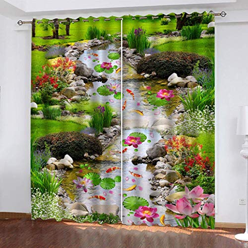 Wohnzimmer Gardinen Garten Bach Landschaft 2 Stück Muster Verdunkelungsvorhang Schlafzimmer 280x260Cm Thermovorhang Schlafzimmer Farben Kinderzimmer Fensterdekoration Wohnzimmer Gardinen Garten Bach Landschaft 2 Stück Muster Verdunkelungsvorhang Schlafzimmer 280x260Cm Thermovorhang Schlafzimmer Farben Kinderzimmer Fensterdekoration von MAYNUO