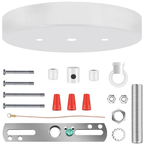 MAYOMAJO - 15,2 cm Deckenbaldachin-Set mit allen Befestigungsmaterialien für Pendelleuchte (weiß) von MAYOMAJO