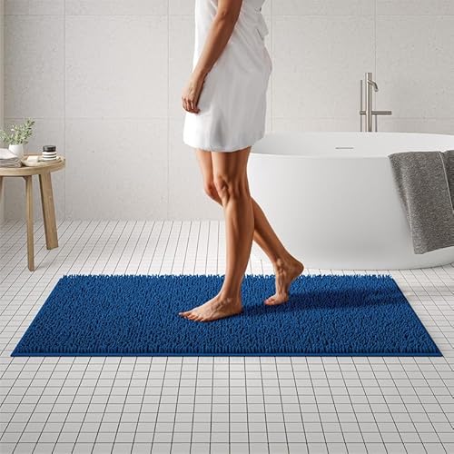 MAYSHINE Chenille Badematte, rutschfeste Maschinenwaschbare Badteppiche | Saugfähige Schnelltrocknende Shag-Teppiche, Ideal für Badezimmer, Dusche, Schlafzimmer oder Türmatte (Dunkelgrau, 150x78cm) von MAYSHINE