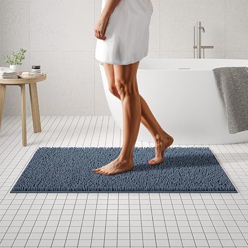 MAYSHINE Chenille Badematte, rutschfeste Maschinenwaschbare Badteppiche | Saugfähige Schnelltrocknende Shag-Teppiche, Ideal für Badezimmer, Dusche, Schlafzimmer oder Türmatte (Grau, 120x70cm) von MAYSHINE