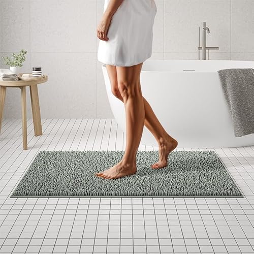 MAYSHINE Chenille Badematte, rutschfeste Maschinenwaschbare Badteppiche | Saugfähige Schnelltrocknende Shag-Teppiche, Ideal für Badezimmer, Dusche, Schlafzimmer oder Türmatte (Salbeigrün, 120x70cm) von MAYSHINE