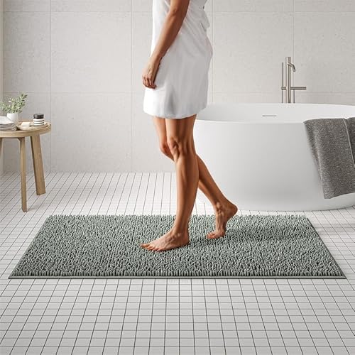 MAYSHINE Chenille Badematte, rutschfeste Maschinenwaschbare Badteppiche | Saugfähige Schnelltrocknende Shag-Teppiche, Ideal für Badezimmer, Dusche, Schlafzimmer oder Türmatte (Salbeigrün, 150x78cm) von MAYSHINE