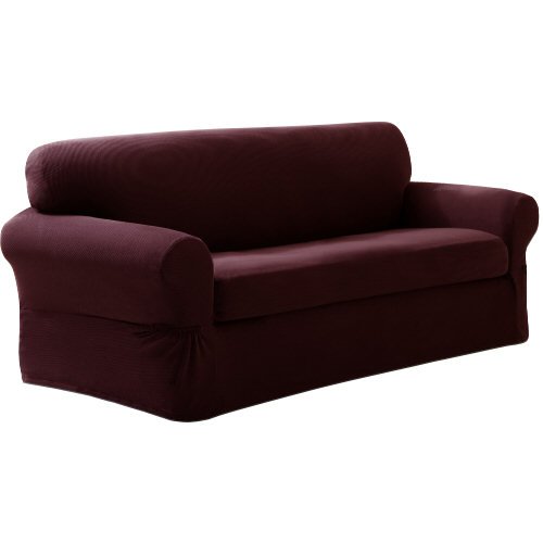 MAYTEX Pixel Ultra Soft Stretch 2 Stück Sofa Möbel Abdeckung Schonbezug, Aus Polyester-Mischgewebe, Schokoladenbraun von Maytex