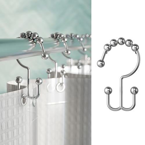 Metal Double Glide Shower Curtain Ring/Hooks, Brushed Nickel von Maytex