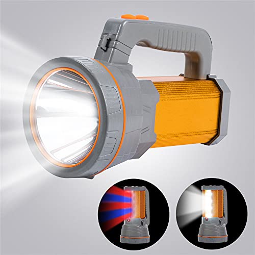 MAYTHANK Grosse Taschenlampe Led Aufladbar USB C Extrem hell, Super Helle Flashlight Groß Batterie 10000mah Akku Handscheinwerfer mit Griff Tragegurt,Handlampe Wasserdicht von MAYTHANK