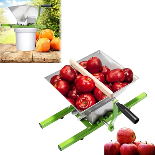 MAYTIIMO 7L Manuell Obstpresse, Obstmühle Edelstahl mit Handkurbel Obsthäcksler Saftpresse Manuell für Beeren Fruchtsäfte Obstweine Apfelsaft Passiermühle Einfach zu Säubern Apfelpresse von MAYTIIMO