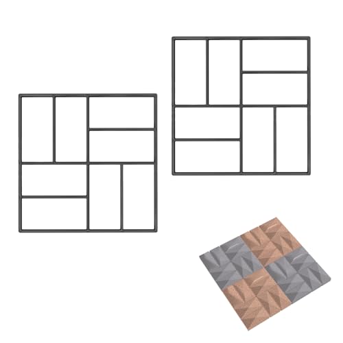 MAYTIIMO DIY Pflasterform Gehweg Form 40x40x4cm,Garten Schablone Kunststoff Gehwegplatten Quadratisch Beton Pflastersteine mit 8 Kammersystem,2 Stück von MAYTIIMO