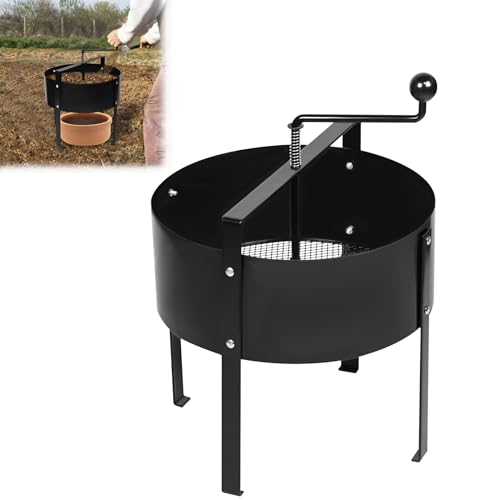 MAYTIIMO Handkurbelsieb 40 x 45 cm Gartensieb Manuell Erdsieb Metall Kompostsieb Sieb zum Sieben von Erde Feinmaschiges Sandsieb Drehbarer Bodensieb für Erde Rasen Garten von MAYTIIMO