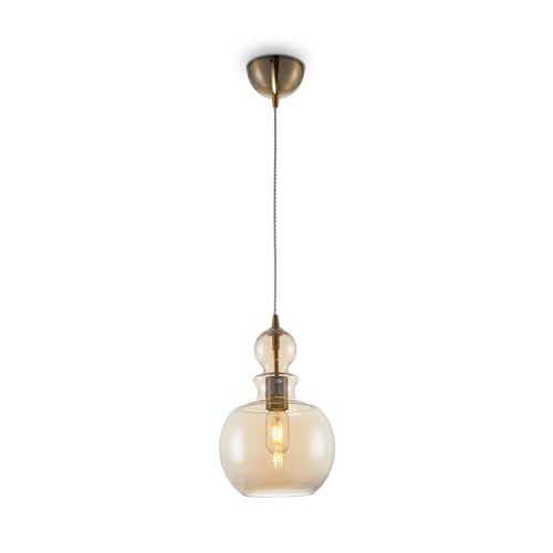 Design Hängeleuchte, 1 Lampe, Moderner Stil, Loft, Metallgestell bronzefarben, Deckenleuchte bernsteinfarbenes Glas, 1 Glühbirne, exkl. 1 E27 40W 220V von MAYTONI DECORATIVE LIGHTING