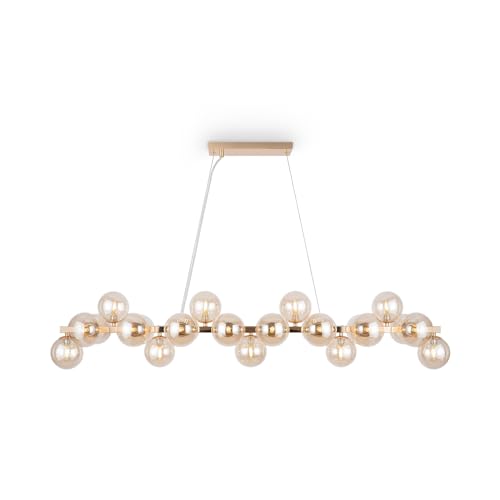 Kreative moderne Hängeleuchte Dallas, goldener Metallrahmen, Kugelschirme aus getöntem Bernsteinglas, für Küche, Wohnzimmer, Esszimmer, Restaurant, Café, 25-flammig, exkl. 25 x G9 28W von MAYTONI DECORATIVE LIGHTING