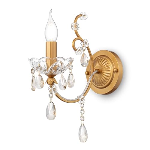 Luxuriöse antike Wandleuchte Kerze, Metall Gold Farbe, Glas und Kristall Dekor, 1-flammig, exkl. E14 60W von MAYTONI DECORATIVE LIGHTING
