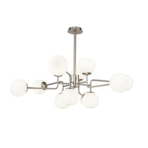 MAYTONI DECORATIVE LIGHTING Erich Pendelleuchte Deckenleuchte Farbe Nickel, Glassschirme Weiß E14x12, 40 W exkl. für Wohnzimmer, Küche, Schlafzimmer, Esszimmer, Büro von MAYTONI DECORATIVE LIGHTING