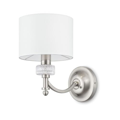 MAYTONI DECORATIVE LIGHTING Klassische Wandleuchte, Stoffschirm, weiß, Dekorelemente aus Glas, excl. 1 X E14 40W - Ideal für Wohnzimmer, Schlafzimmer und Arbeitszimmer von MAYTONI DECORATIVE LIGHTING