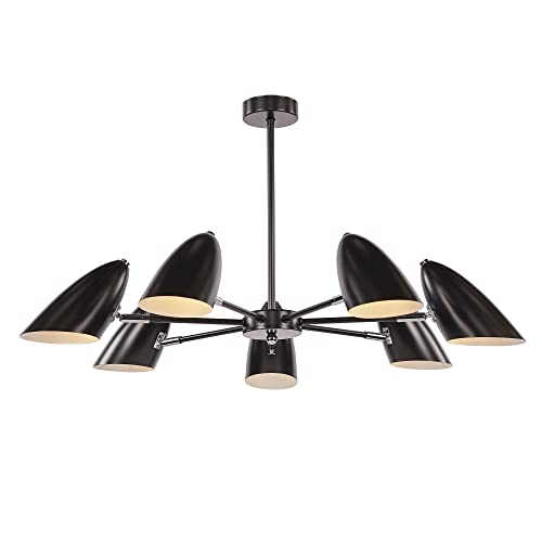 MAYTONI DECORATIVE LIGHTING Moderner Kronleuchter aus Metall, Schwarz, 7-flammig, drehbare Lampenschirme, für 7 x E14 exkl. für Wohnzimmer, Küche, Schlafzimmer, Esszimmer und Büro von MAYTONI DECORATIVE LIGHTING