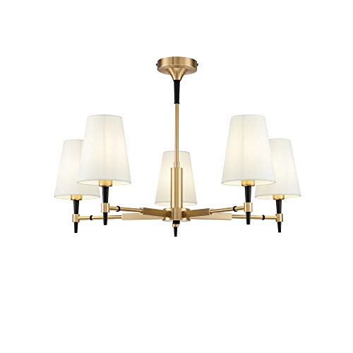 MAYTONI DECORATIVE LIGHTING Stilvoller Kronleuchter Zaragoza, Stil Art Déco H001CL-05BS Weiß, Gold, für Wohnzimmer, Esszimmer, Schlafzimmer, Küche, verstellbar, 5-flammig, exkl. 5x E14 (40W) von MAYTONI DECORATIVE LIGHTING