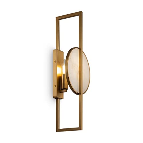 MAYTONI DECORATIVE LIGHTING Wandleuchte Marmo Gold aus Metall 1xE14 40W –Natürliche Eleganz mit Platten aus Natursteinen für Wohnzimmer, Flure und Schlafzimmer von MAYTONI DECORATIVE LIGHTING