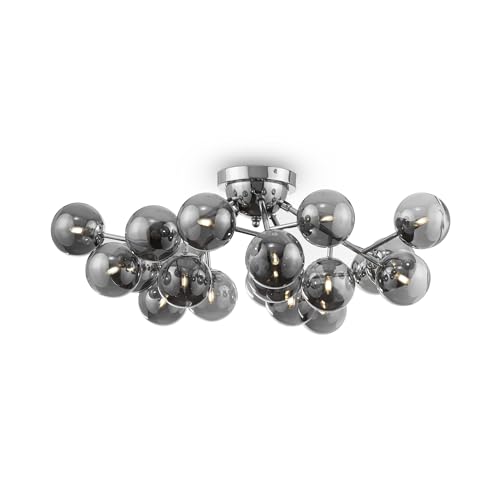 MAYTONI DECORATIVE LIGHTING Moderne Deckenleuchte, chromfarbener Metallrahmen, Kugelschirme aus getöntem Rauchglas, excl.20 X G9 28W, MOD545PL-20CH von MAYTONI DECORATIVE LIGHTING