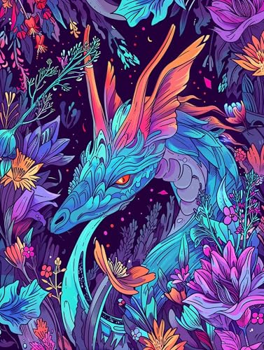 5D Diamond Painting Drachen, Diamond Painting Erwachsene Abstrakt, DIY Basteln Erwachsene, Full Diamant Kunst Malerei Stickerei Kreuzstich Set, Zimmer Deko und Wanddekor, Als Geschenke 60X70cm E-8306 von MAYUPEOU