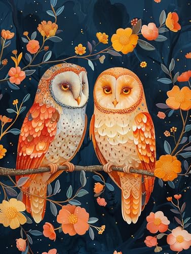 5D Diamond Painting Eule, Diamond Painting Erwachsene Blume, DIY Basteln Erwachsene, Full Diamant Kunst Malerei Stickerei Kreuzstich Set, Zimmer Deko und Wanddekor, Als Geschenke 100x130cm D-4131 von MAYUPEOU