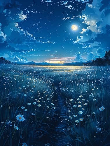 5D Diamond Painting Mond, Diamond Painting Erwachsene Landschaft, DIY Basteln Erwachsene, Full Diamant Kunst Malerei Stickerei Kreuzstich Set, Zimmer Deko und Wanddekor, Als Geschenke 60X80cm 4-5272 von MAYUPEOU
