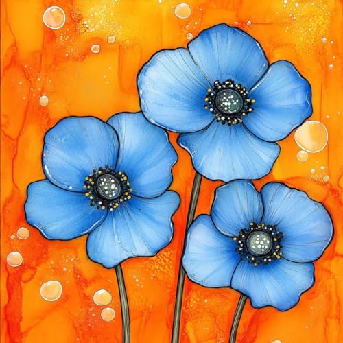 Malen Nach Zahlen Erwachsene Blume, Malen Nach Zahlen für Zimmer Deko, Abstrakt DIY Basteln Erwachsene Leinwand Kits, DIY Paint by Numbers Kits Mit Pinseln und Acrylfarbe, Geschenke, 45x45cm 1-9800 von MAYUPEOU