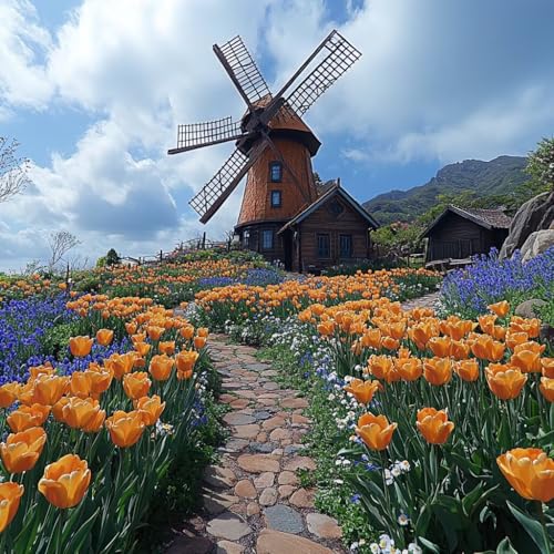Malen Nach Zahlen Erwachsene Blume,DIY Malen Nach Zahlen Kabine, DIY Basteln Erwachsene Leinwand Kits Mit Pinseln und Acrylfarbe, Paint by Numbers Kits für Anfänger, Deko Wohnzimmer, 70x70cm 4-2573 von MAYUPEOU