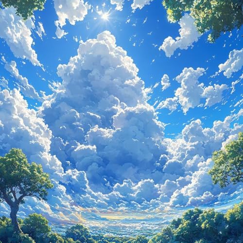 Malen Nach Zahlen Erwachsene Himmel, Malen Nach Zahlen für Zimmer Deko, Baum DIY Basteln Erwachsene Leinwand Kits, DIY Paint by Numbers Kits Mit Pinseln und Acrylfarbe, Geschenke, 100x100cm 8-4536 von MAYUPEOU