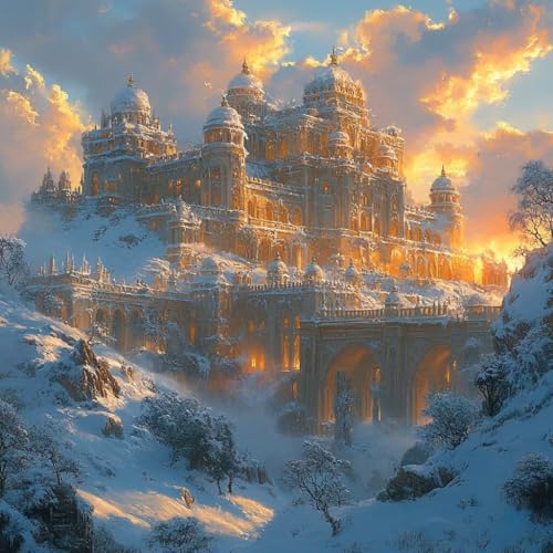 Malen Nach Zahlen Erwachsene Landschaft, Malen Nach Zahlen für Zimmer Deko, Winter DIY Basteln Erwachsene Leinwand Kits, DIY Paint by Numbers Kits Mit Pinseln und Acrylfarbe, Geschenke, 60x60cm A-3397 von MAYUPEOU