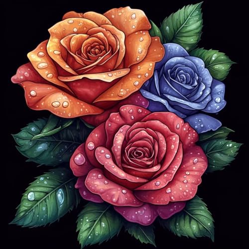 Malen Nach Zahlen Erwachsene Rose, Malen Nach Zahlen für Zimmer Deko, Blume DIY Basteln Erwachsene Leinwand Kits, DIY Paint by Numbers Kits Mit Pinseln und Acrylfarbe, Geschenke, 60x60cm 4-3001 von MAYUPEOU