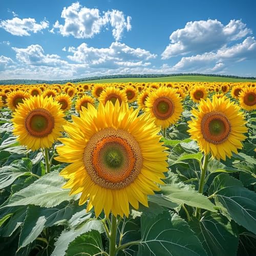Malen Nach Zahlen Erwachsene Sonnenblume, Malen Nach Zahlen für Zimmer Deko, Himmel DIY Basteln Erwachsene Leinwand Kits, DIY Paint by Numbers Kits Mit Pinseln und Acrylfarbe, 100x100cm S-5437 von MAYUPEOU