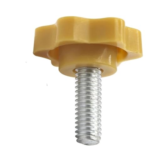 MAYyhem M4 M5 M6 M8 M10 Weiß oder Gelb Pflaume Handfester Schraubengriff Bolzengewinde geformter Klemmmutternknopf Kohlenstoffstahl(Yellow,8MM_M6*38MM) von MAYyhem