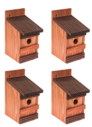 MAZUR International 4 x Nistkasten Natur für Blaumeisen & kleine Meisenarten aus Holz -wetterfest, Vogelhaus für Meisen, Nisthilfe mit 27 mm Einflugloch Vogelhaus Meisenkasten Nisthöhle von MAZUR International