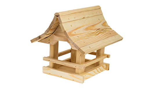 Vogelfutterhaus Vogelhäuschen Futterspender, aus Holz, vogelhaus Perfekt auf Balkon oder Garten. (Natürlich) von MAZUR International