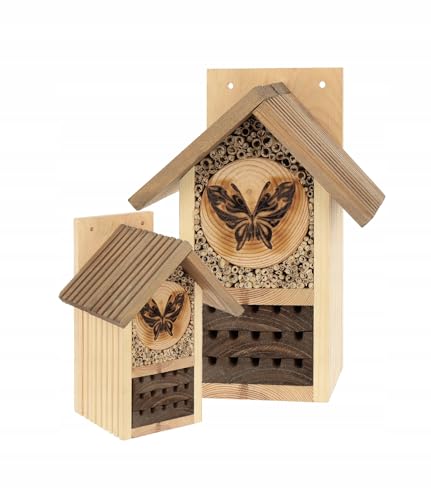 MAZUR Insektenhotel Groß aus Holz | Insektenhaus | Nisthilfe und Schutz | Naturbelassenes Bienenhotel | für Verschiedene Fluginsekten, Schmetterlinge, Marienkäfer | Hand Made in Europa | DIY von MAZUR