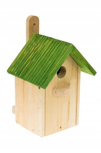 MAZUR Nisthäute, Vogelhaus aus Holz, 12x13x25cm Nistnest, Vogelfutterstation, Holz-Vogelhäuschen, Meise Häuschen, Rosenreich, Masue, Trauerfliege, Taube, Naturholz von MAZUR