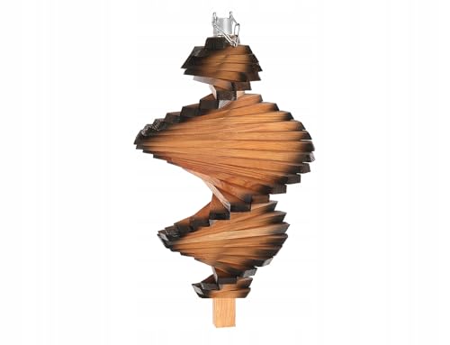 MAZUR Windspirale aus Holz 45 cm | Windspiel Garten | Twister | Wind Spirale | Windspiele | Wind Spinner | gebranntes Erlenholz von MAZUR