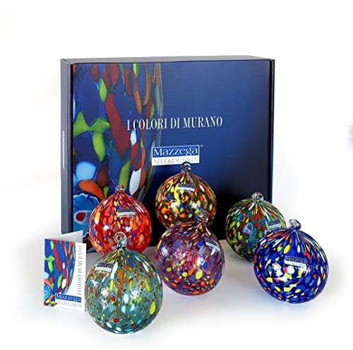 6 Weihnachtskugeln aus Glas I Murano Farben Mix von MAZZEGA ART & DESIGN