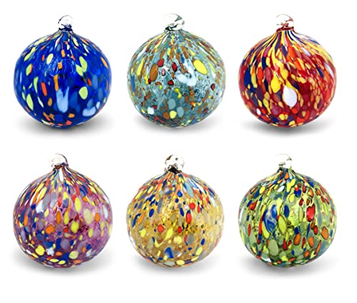 6er Set Weihnachtskugeln aus Muranoglas, handbemaltes und mundgeblasenes Glas, Made in Italy (6 MIX) von MAZZEGA ART & DESIGN