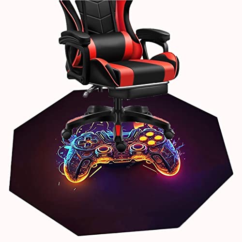 MAxba Achteckig Gaming Teppich Gamepad Bodenschutzmatte Bürostuhl Unterlage Schreibtischstuhl Stuhlunterlage Anti-Silp Bürostuhlunterlage (Color : 1, Size : 60cm) von MAxba