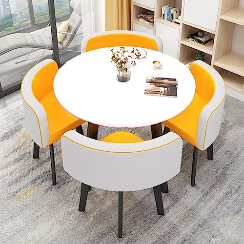 MAxba Essgruppe Esstisch mit 4 Stühlen Set Konferenztisch mit Stühlen Set Balkon Esstisch Set 4 Personen Küchentisch mit Stühlen (Color : Dark Yellow) von MAxba