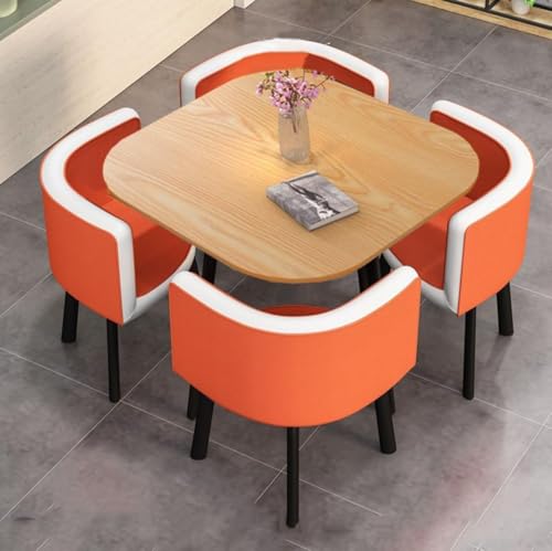 MAxba Quadratisch Essgruppe Esstisch Stühlen 4 Set Konferenztisch mit 4 Stühlen Balkon Esstisch Set Couchtisch Besprechungstisch (Color : Orange) von MAxba
