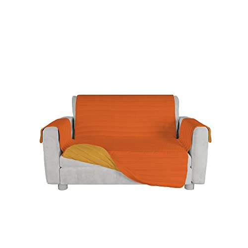 Italian Bed Linen Sofaüberwurf, gesteppt, Orange/Gelb, 2-Sitzer von Italian Bed Linen